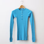 ORGANIC SOFT RIB HENLEY NECK L/S TEE #TURQUOISE BLUE [A24SP03OT]