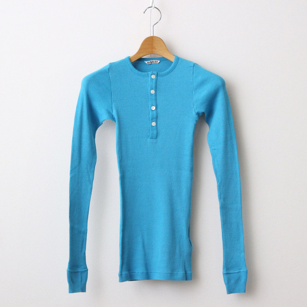 ORGANIC SOFT RIB HENLEY NECK L/S TEE #TURQUOISE BLUE [A24SP03OT]