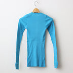 ORGANIC SOFT RIB HENLEY NECK L/S TEE #TURQUOISE BLUE [A24SP03OT]