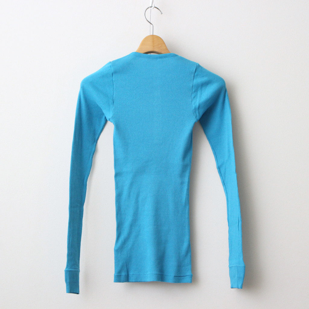ORGANIC SOFT RIB HENLEY NECK L/S TEE #TURQUOISE BLUE [A24SP03OT]