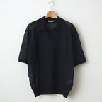HARD TWIST HIGH GAUGE WOOL SILK KNIT SKIPPER POLO #BLACK [A24SP02WS]