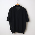 HARD TWIST HIGH GAUGE WOOL SILK KNIT SKIPPER POLO #BLACK [A24SP02WS]