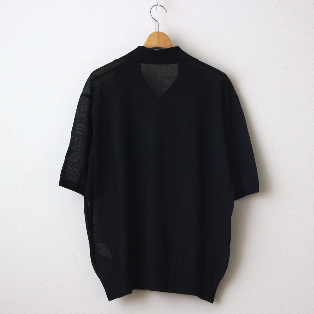 HARD TWIST HIGH GAUGE WOOL SILK KNIT SKIPPER POLO #BLACK [A24SP02WS]
