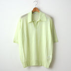 HARD TWIST HIGH GAUGE WOOL SILK KNIT SKIPPER POLO #LIME YELLOW [A24SP02WS]