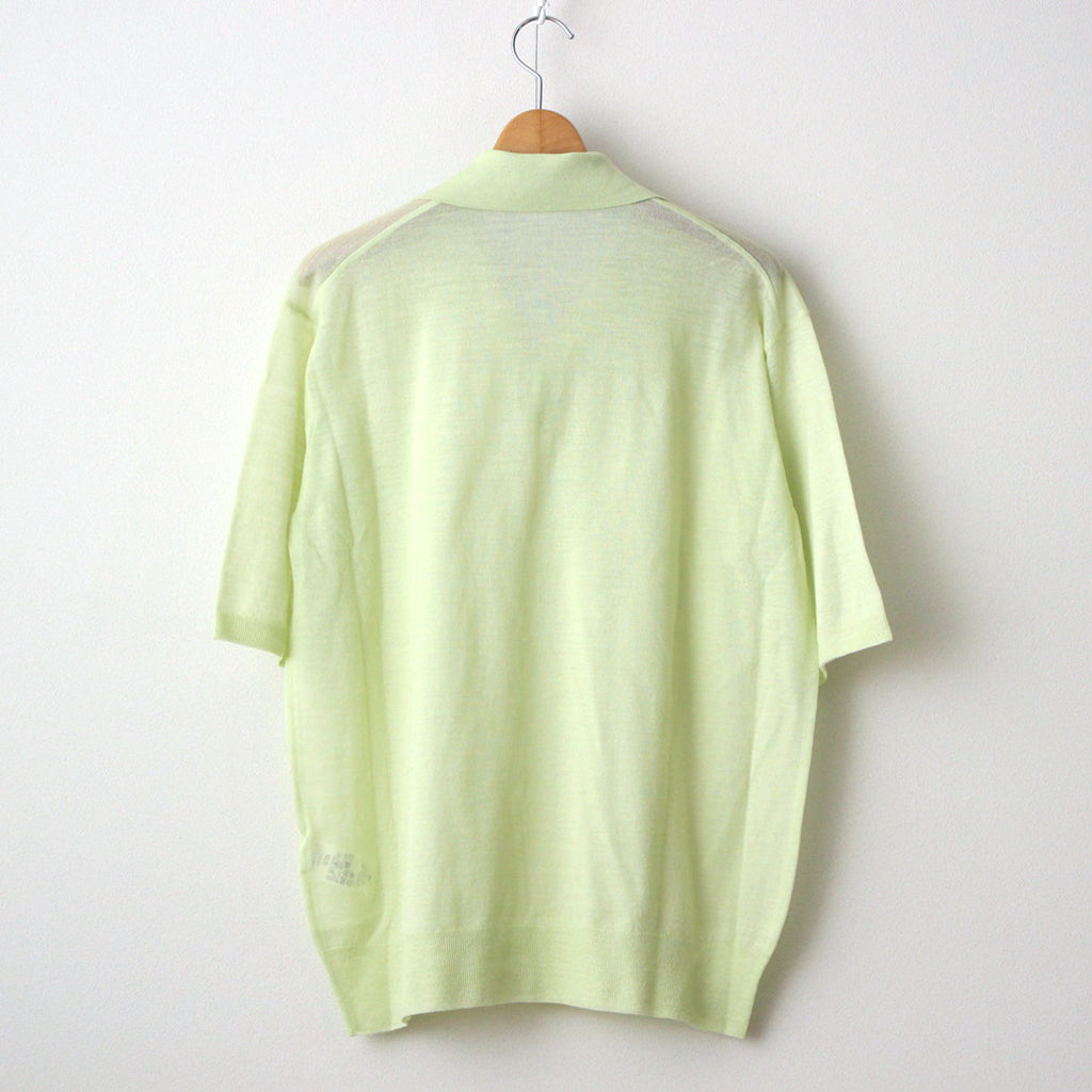 HARD TWIST HIGH GAUGE WOOL SILK KNIT SKIPPER POLO #LIME YELLOW [A24SP02WS]