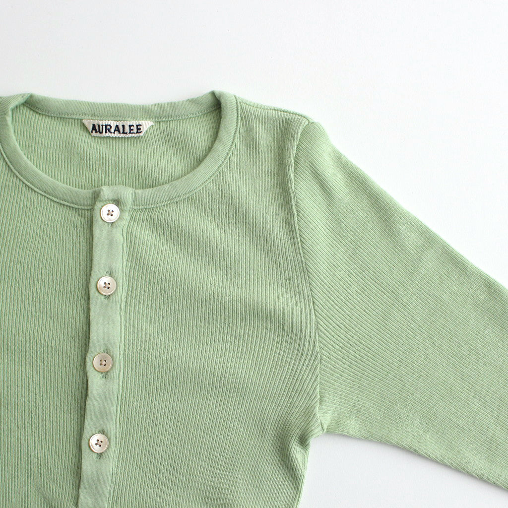 ORGANIC SOFT RIB HENLEY NECK L/S TEE #LIGHT GREEN [A24SP03OT]