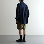 STRETCH MATTE TAFFETA REGULAR COLLAR SHIRT #NAVY [FSC241-50095]