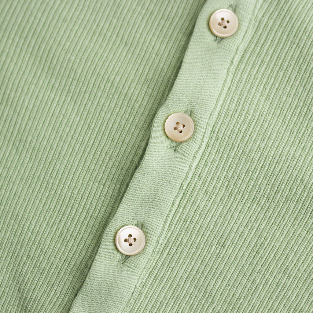 ORGANIC SOFT RIB HENLEY NECK L/S TEE #LIGHT GREEN [A24SP03OT]