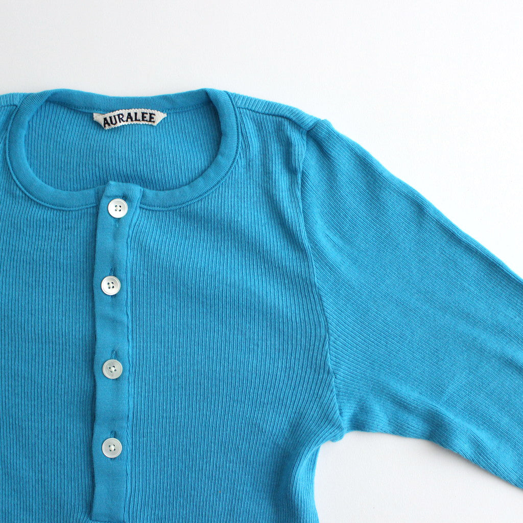 ORGANIC SOFT RIB HENLEY NECK L/S TEE #TURQUOISE BLUE [A24SP03OT]