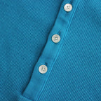 ORGANIC SOFT RIB HENLEY NECK L/S TEE #TURQUOISE BLUE [A24SP03OT]