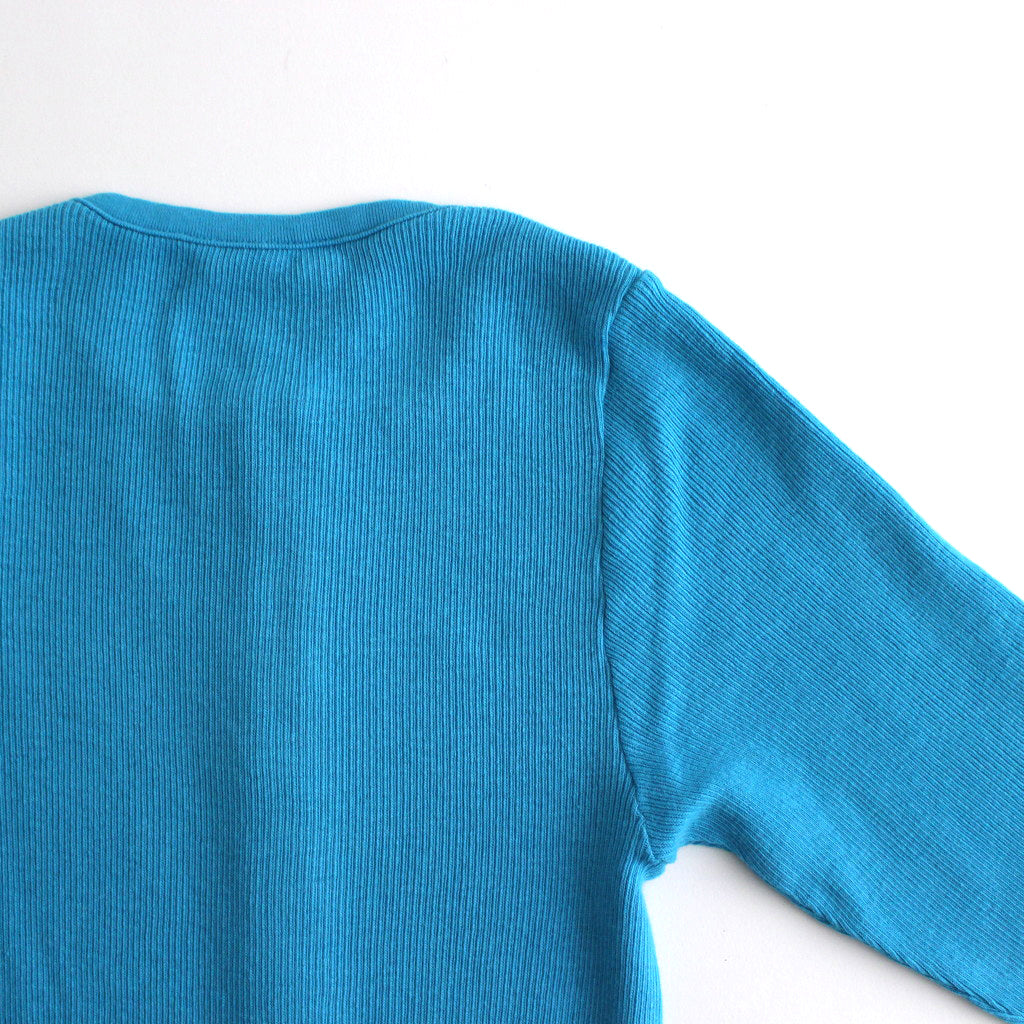 ORGANIC SOFT RIB HENLEY NECK L/S TEE #TURQUOISE BLUE [A24SP03OT]