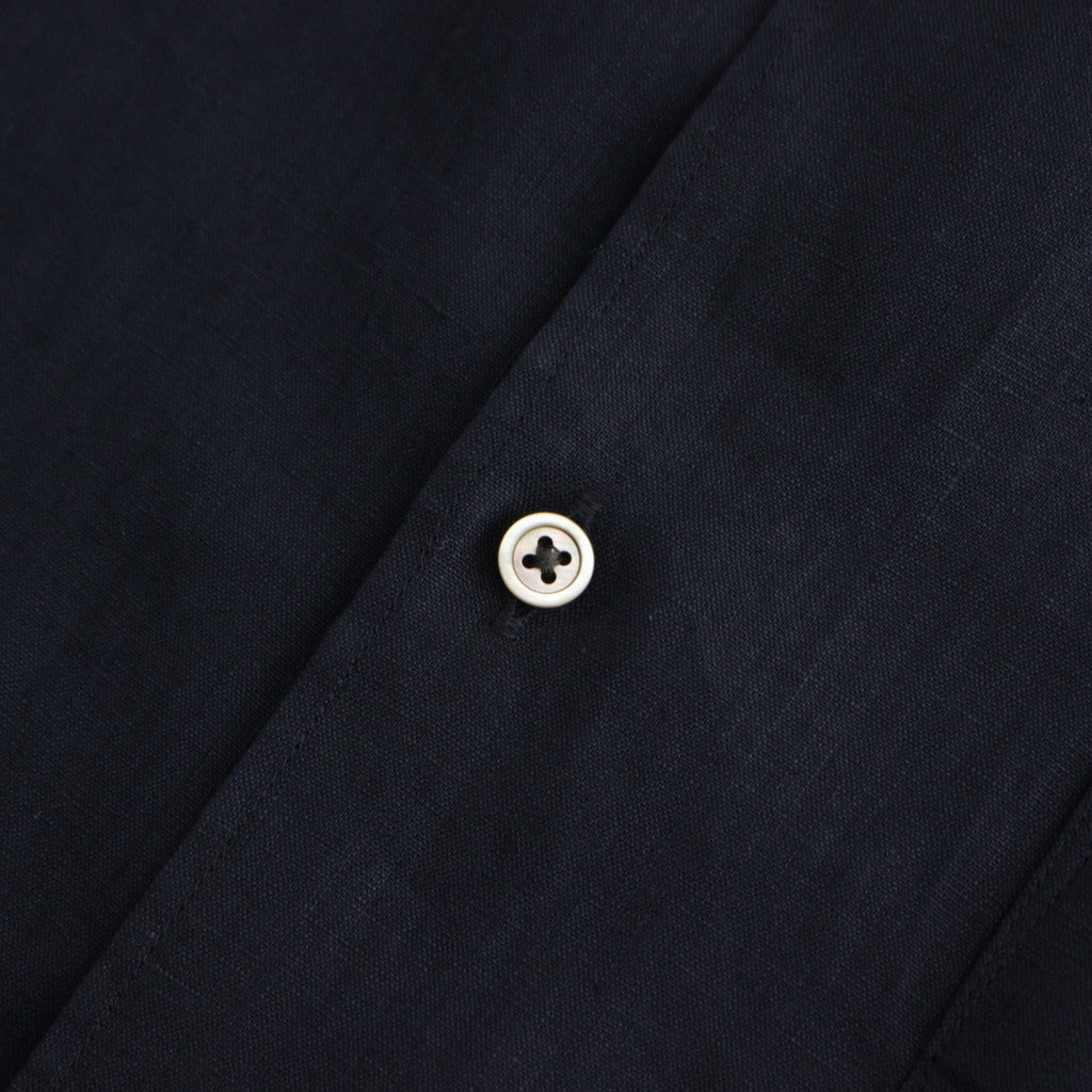 Linen L/S Oversized Regular Collar Shirt #NAVY [GM241-50273B]