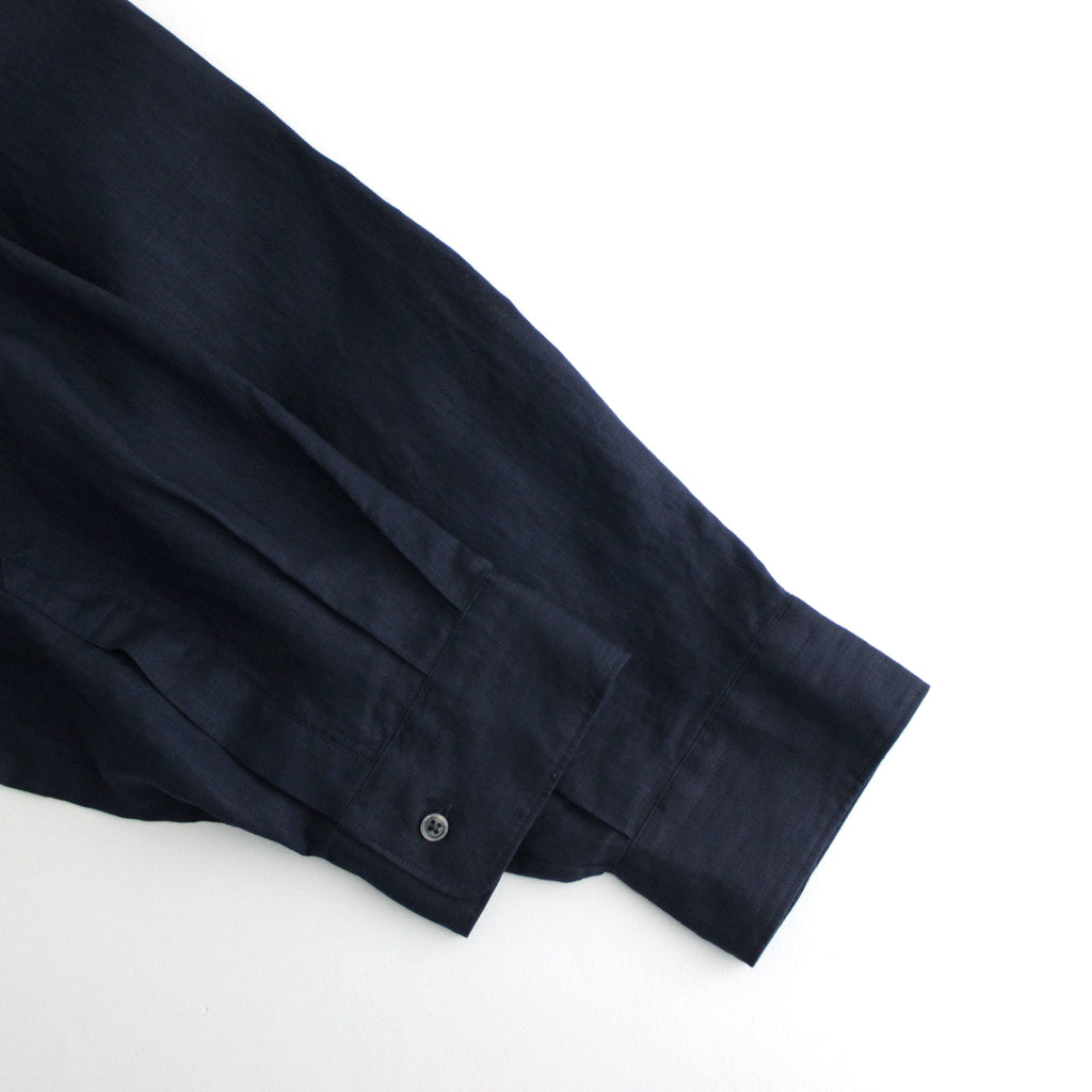 Linen L/S Oversized Regular Collar Shirt #NAVY [GM241-50273B]