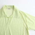 HARD TWIST HIGH GAUGE WOOL SILK KNIT SKIPPER POLO #LIME YELLOW [A24SP02WS]