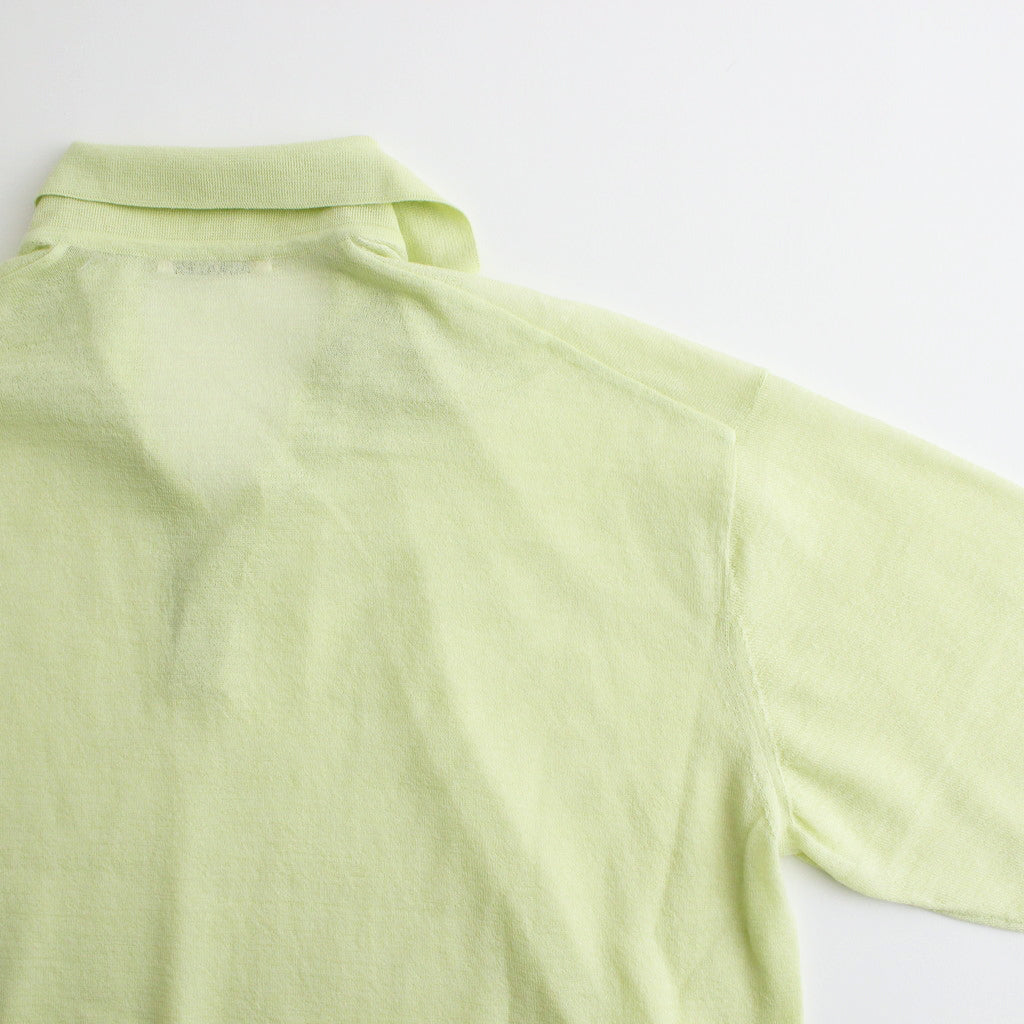 HARD TWIST HIGH GAUGE WOOL SILK KNIT SKIPPER POLO #LIME YELLOW [A24SP02WS]