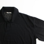 HARD TWIST HIGH GAUGE WOOL SILK KNIT SKIPPER POLO #BLACK [A24SP02WS]