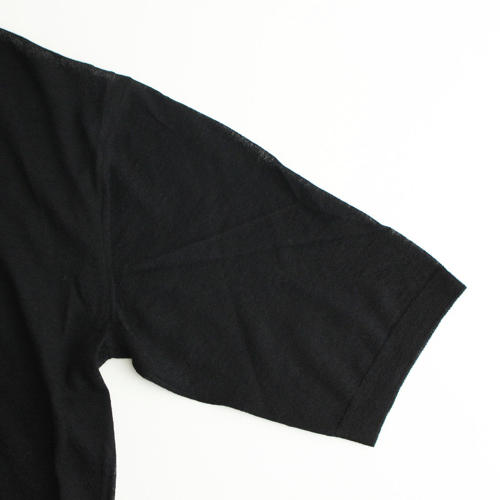 HARD TWIST HIGH GAUGE WOOL SILK KNIT SKIPPER POLO #BLACK [A24SP02WS]