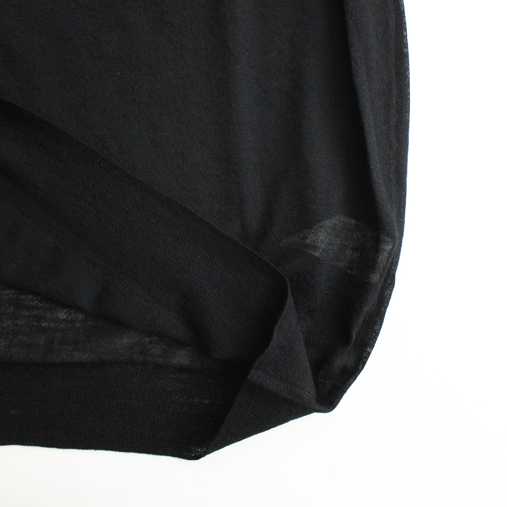 HARD TWIST HIGH GAUGE WOOL SILK KNIT SKIPPER POLO #BLACK [A24SP02WS]