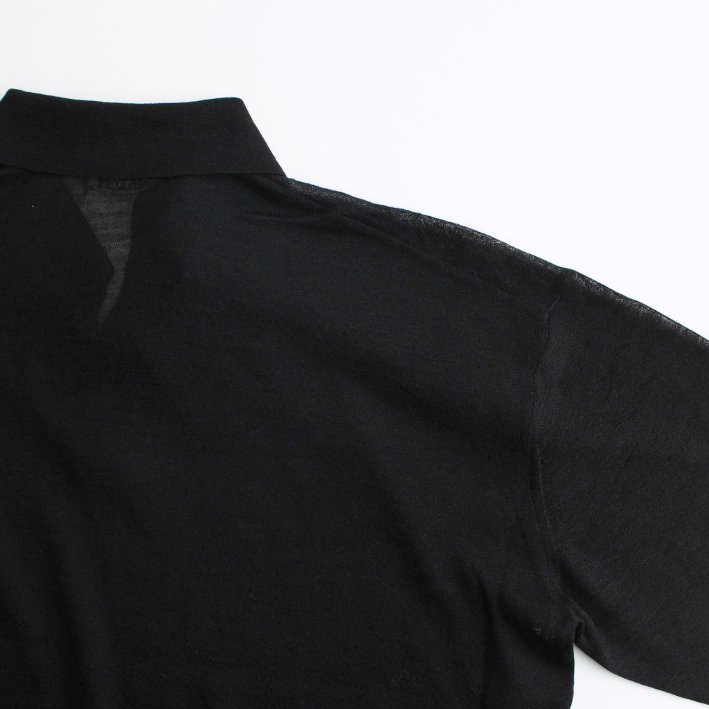 HARD TWIST HIGH GAUGE WOOL SILK KNIT SKIPPER POLO #BLACK [A24SP02WS]