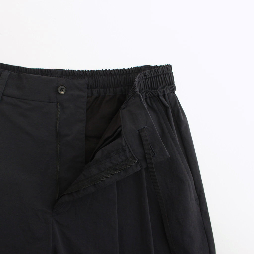 WINDPROOF NYLON WIDE EASY SHORT TROUSERS #BLACK [ST.814]