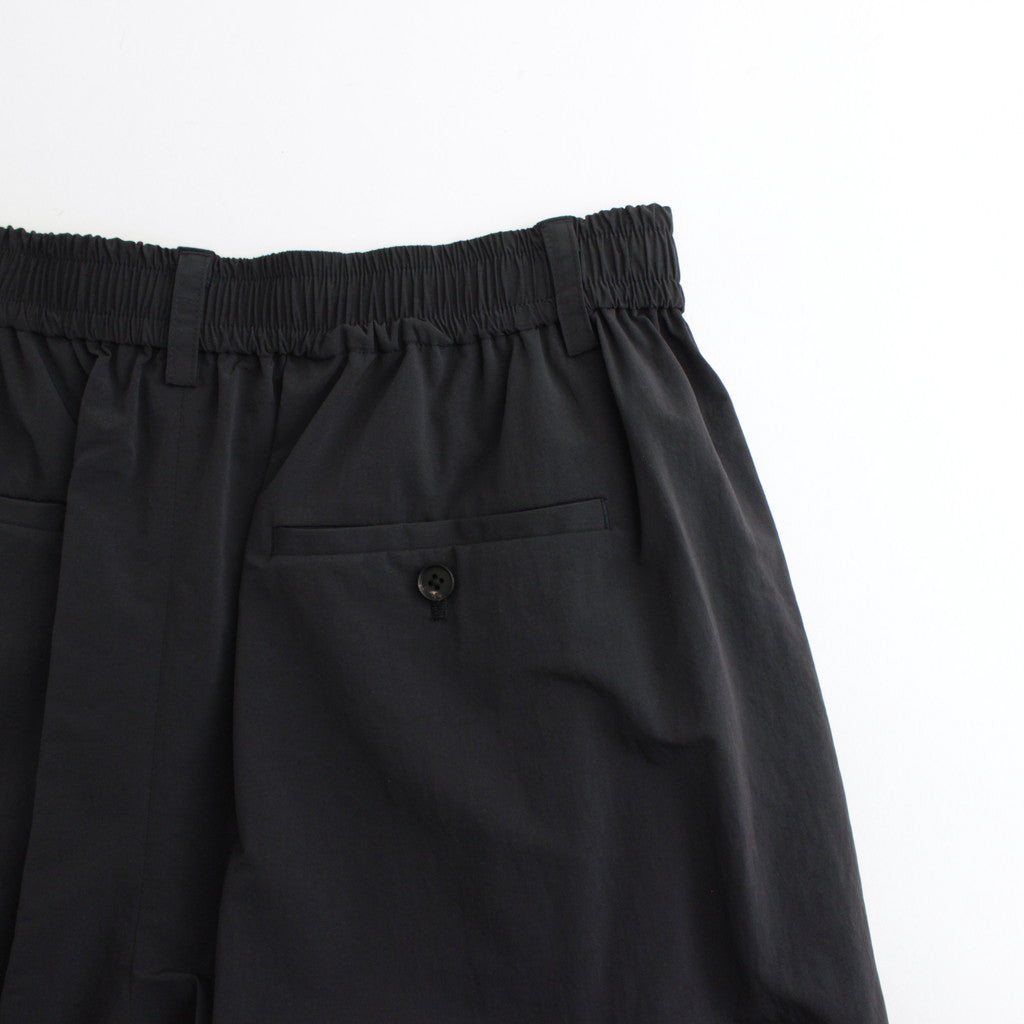 WINDPROOF NYLON WIDE EASY SHORT TROUSERS #BLACK [ST.814]
