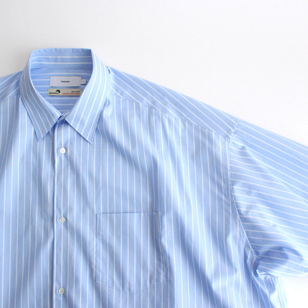 SIDOGRAS S/S Oversized Regular Collar Shirt #BLUE STRIPE [GM242-50004]]