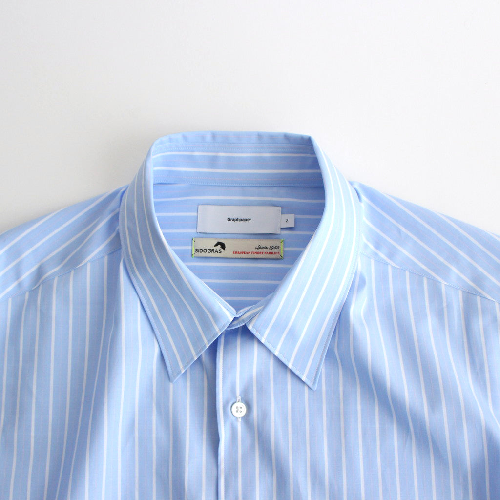 SIDOGRAS S/S Oversized Regular Collar Shirt #BLUE STRIPE [GM242-50004]]