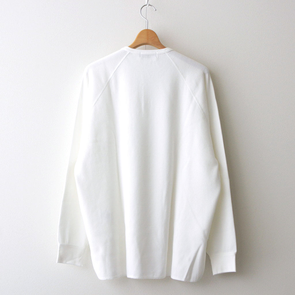 Waffle L/S Henley Neck Tee #WHITE [GU241-70136B]
