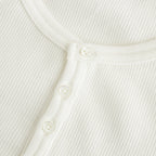 Waffle L/S Henley Neck Tee #WHITE [GU241-70136B]