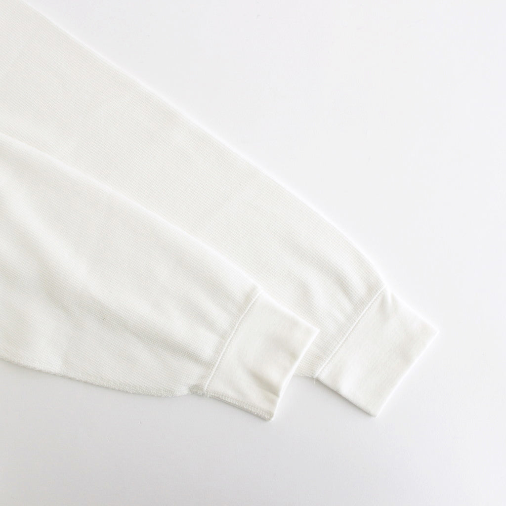 Waffle L/S Henley Neck Tee #WHITE [GU241-70136B]