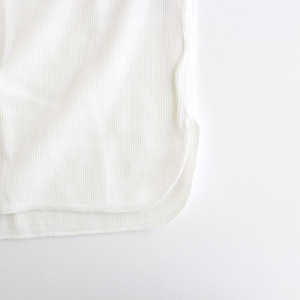 Waffle L/S Henley Neck Tee #WHITE [GU241-70136B]
