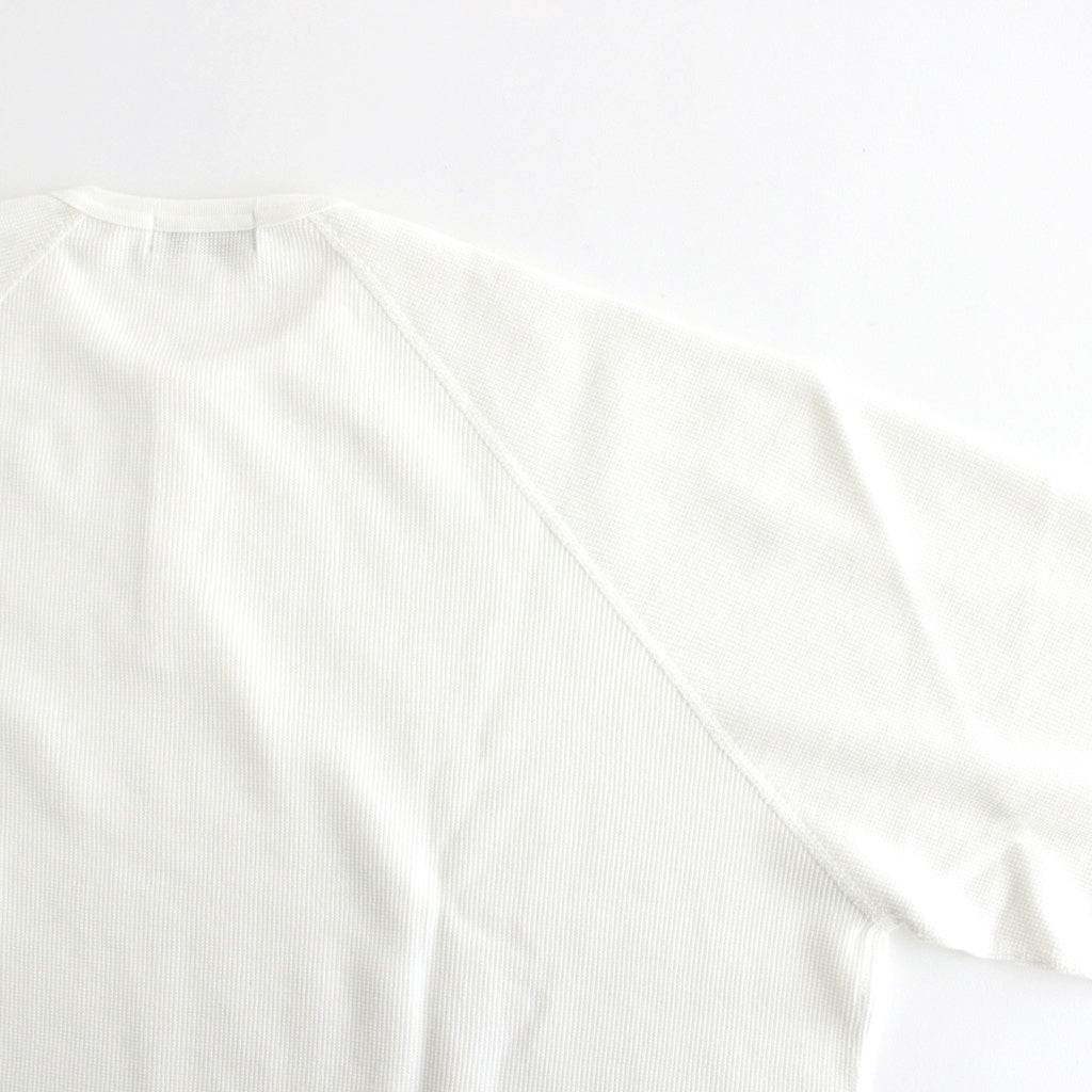 Waffle L/S Henley Neck Tee #WHITE [GU241-70136B]