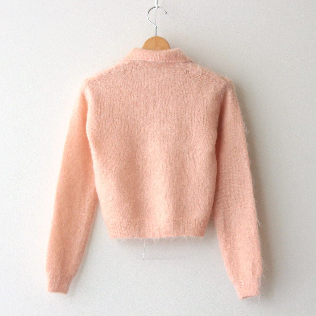 BRUSHED SUPER KID MOHAIR KNIT SHORT POLO #PINK BEIGE [A24AP04KM]