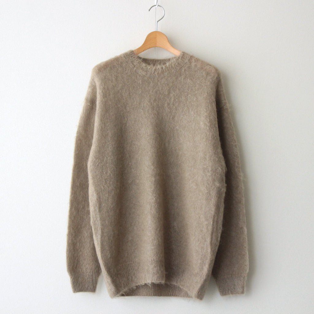 BRUSHED SUPER KID MOHAIR KNIT P/O #GRAY BEIGE [A24AP03KM]