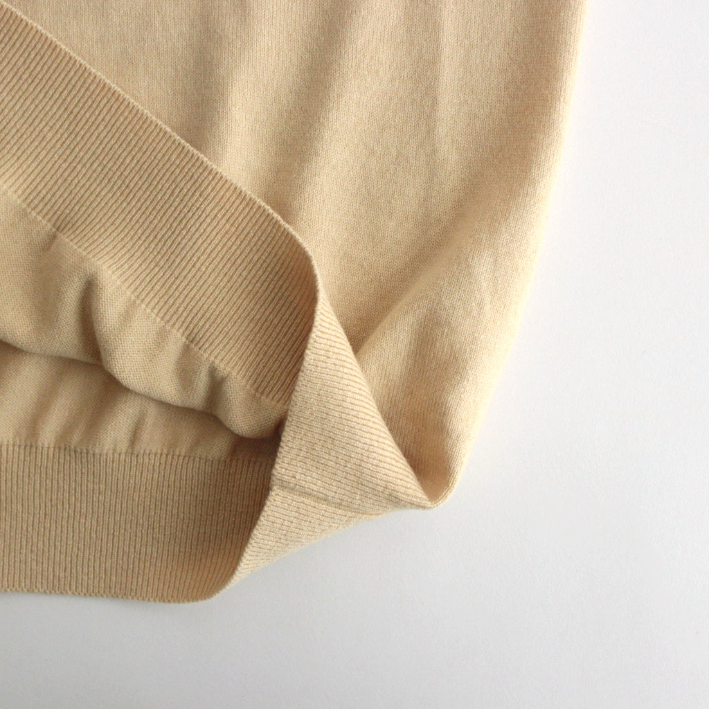 CASHMERE SILK WOOL KNIT POLO #LIGHT KHAKI [A24AP02SK]