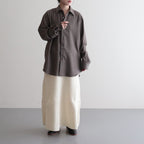 MILLED FRENCH MERINO RIB KNIT FLARE SKIRT #IVORY WHITE [A23AS06MR]