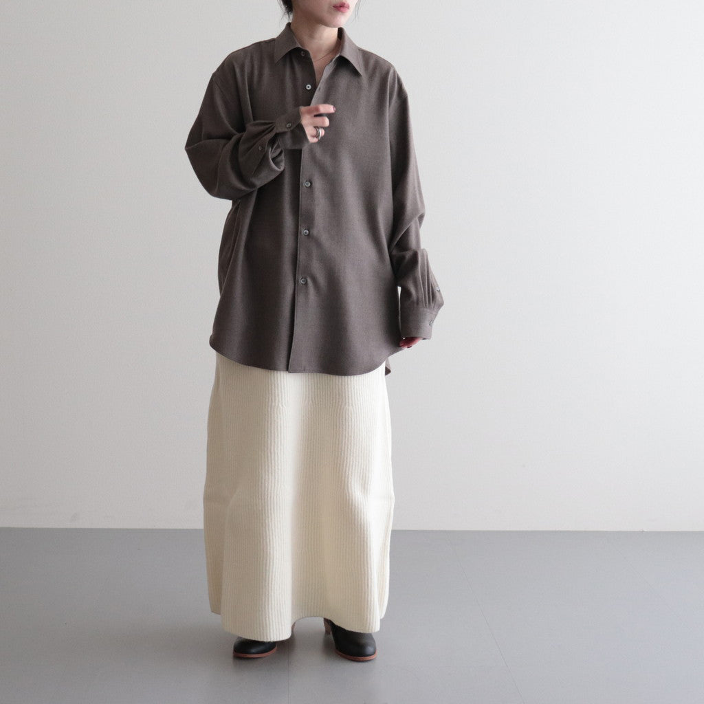 MILLED FRENCH MERINO RIB KNIT FLARE SKIRT #IVORY WHITE [A23AS06MR]