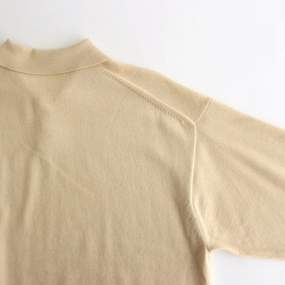 CASHMERE SILK WOOL KNIT POLO #LIGHT KHAKI [A24AP02SK]