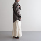 MILLED FRENCH MERINO RIB KNIT FLARE SKIRT #IVORY WHITE [A23AS06MR]