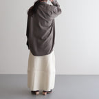 MILLED FRENCH MERINO RIB KNIT FLARE SKIRT #IVORY WHITE [A23AS06MR]