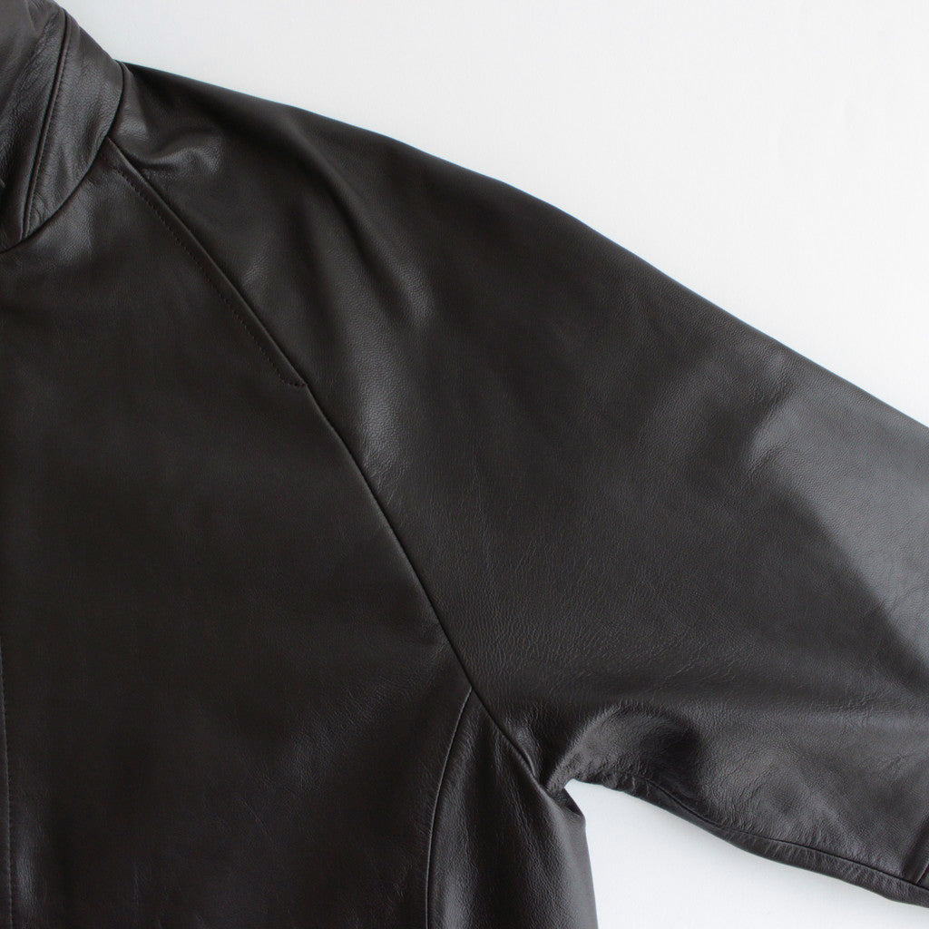 LEATHER HALF COAT #DARK BROWN [ST.766]
