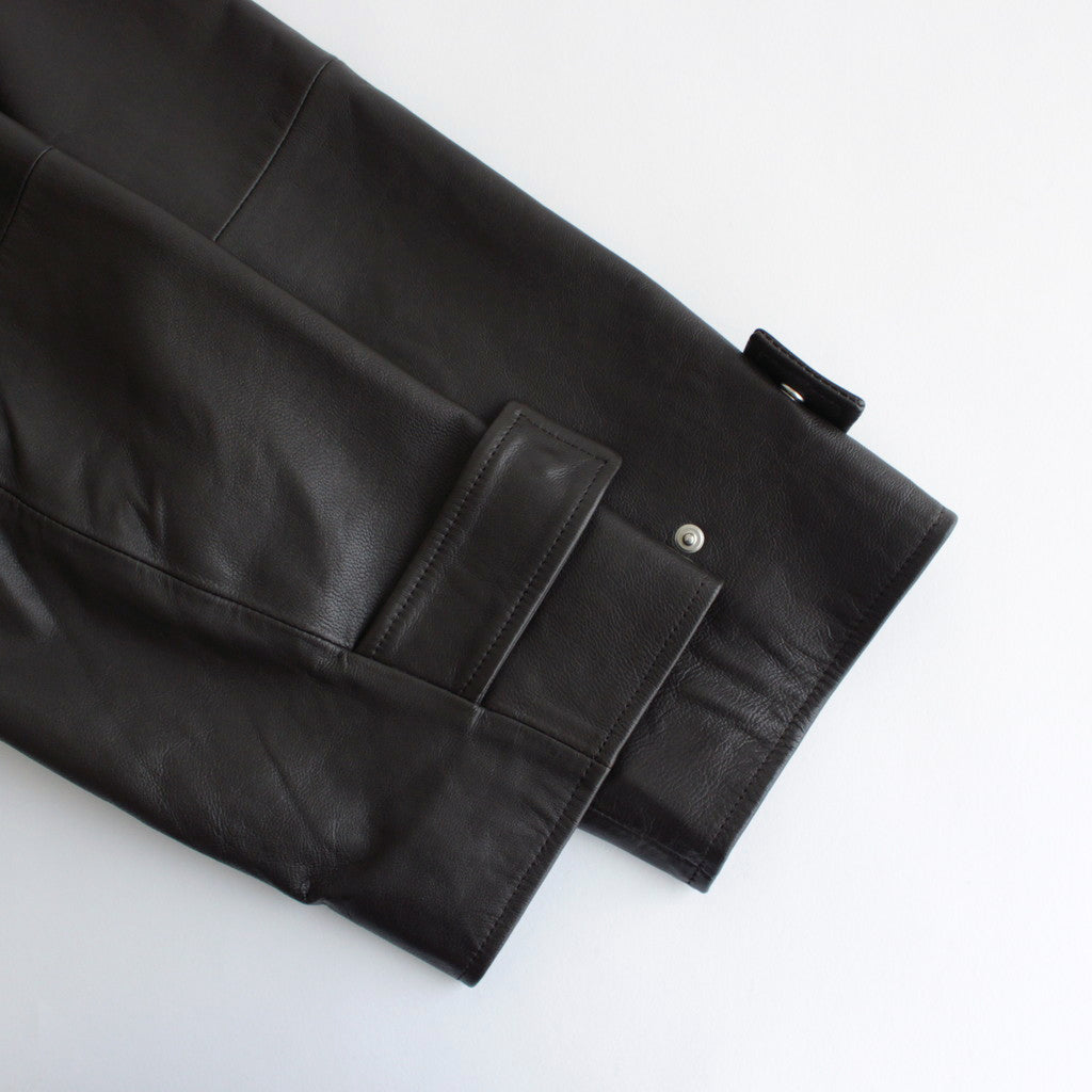 LEATHER HALF COAT #DARK BROWN [ST.766]