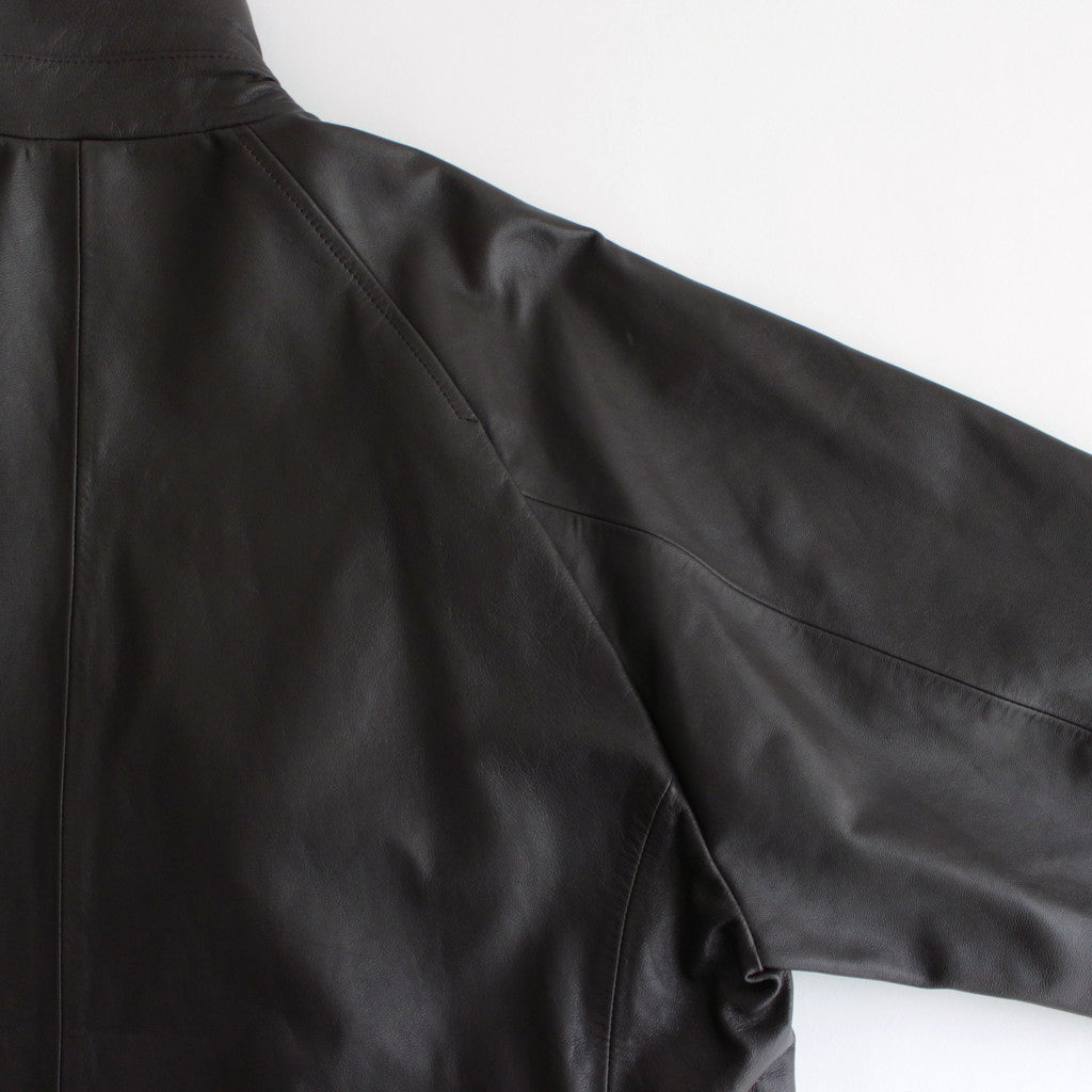 LEATHER HALF COAT #DARK BROWN [ST.766]