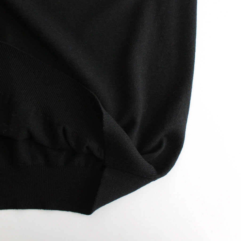 CASHMERE SILK WOOL KNIT POLO #BLACK [A24AP02SK]