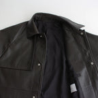 LEATHER HALF COAT #DARK BROWN [ST.766]