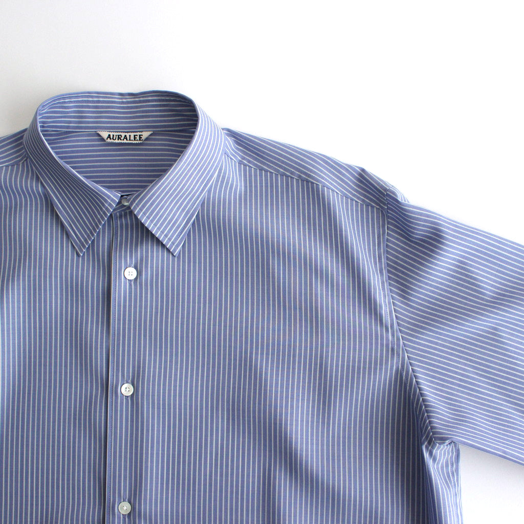 SUPER FINE WOOL STRIPE SHIRT #SAX BLUE STRIPE [A24SS01WW]