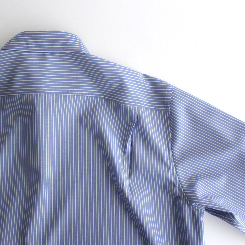 SUPER FINE WOOL STRIPE SHIRT #SAX BLUE STRIPE [A24SS01WW]