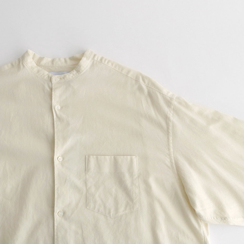 Cotton Cashmere L/S Oversized Band Collar Shirt #IVORY