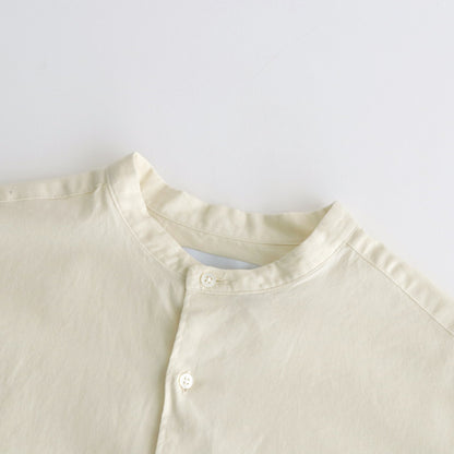 Cotton Cashmere L/S Oversized Band Collar Shirt #IVORY [GM234-50074B]