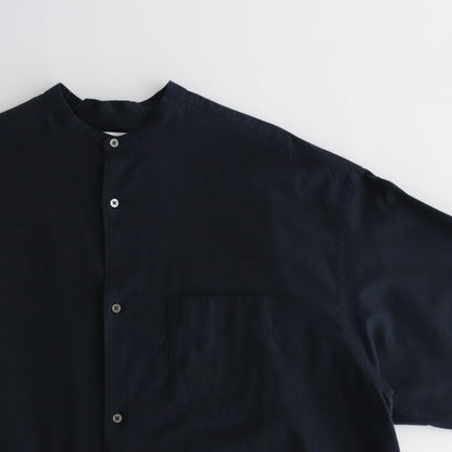 Cotton Cashmere L/S Oversized Band Collar Shirt #NAVY [GM234-50074B]